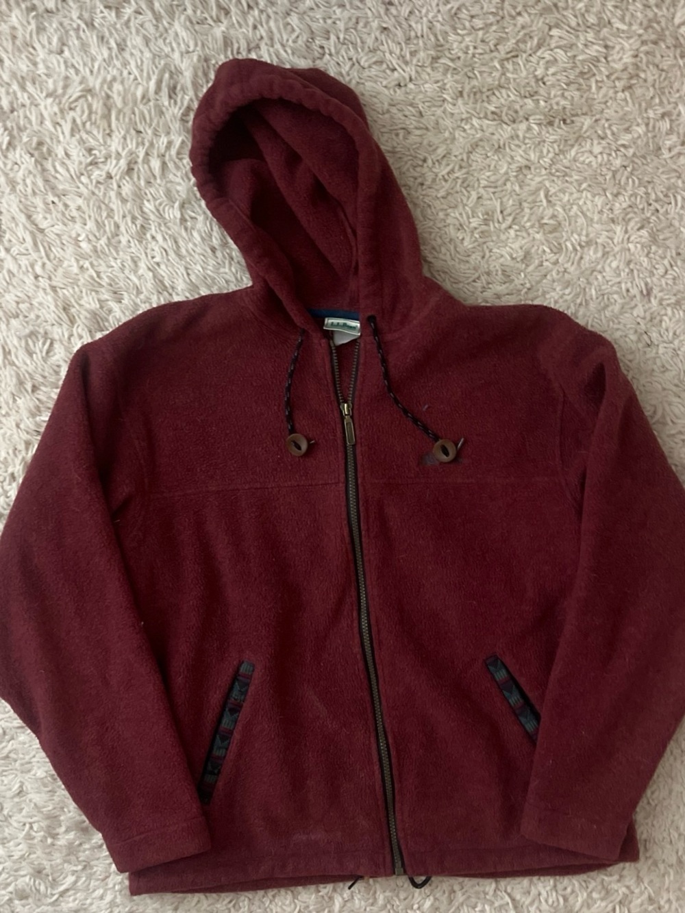 L.L. Bean Men's Maroon Hooded Lightweight Jacket